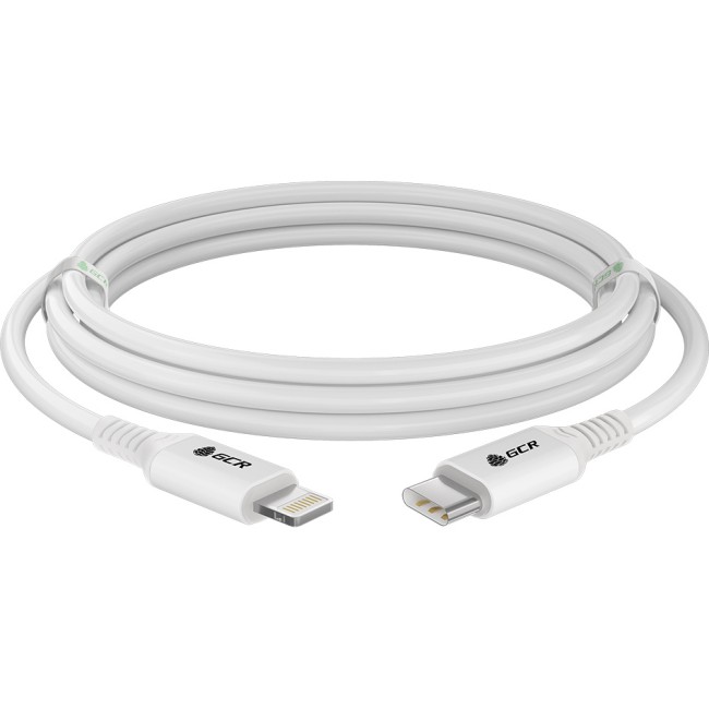 GCR Кабель PREMIUM 2.0m TypeC/Lightning MFI POWER DELIVERY 18 W, быстрая зарядка, белый силикон, AL case белый, белый ПВХ, GCR-53755 Кабель Greenconnect 2 м (GCR-53755)