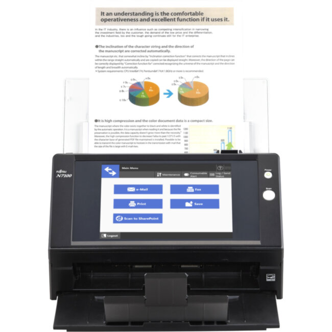 N7100E Сетевой документ сканер А4, двухсторонний, 25 стр/мин, автопод. 50 листов, Ethernet PFU Imaging Solutions Europe Limited PA03706-B301 N7100E Сетевой документ сканер А4, двухсторонний, 25 стр/мин, автопод. 50 листов, Ethernet PFU Imaging Solutions Europe Limited PA03706-B301