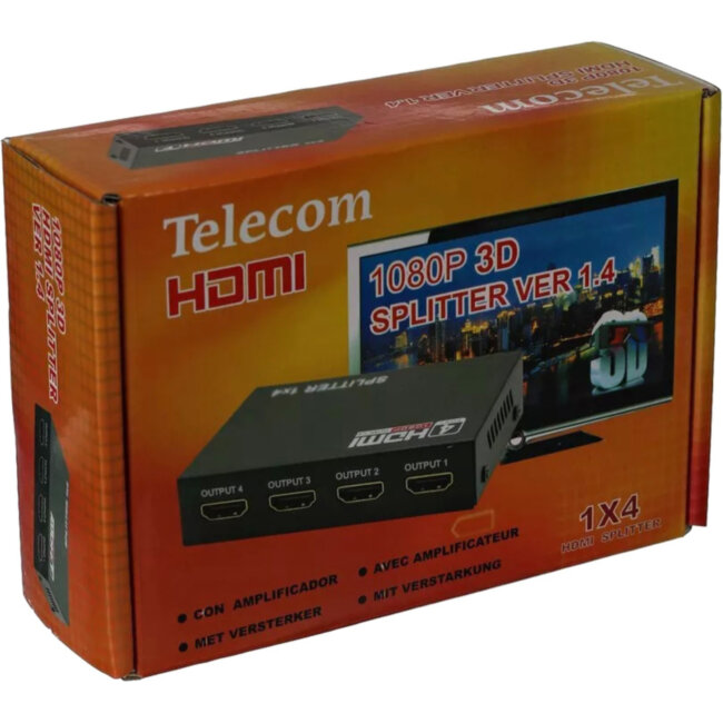 Разветвитель HDMI 1=>4 , каскадируемый , 1.4v+3D Telecom <TTS5020> Разветвитель Telecom HDMI F/4 x HDMI F (TTS5020)