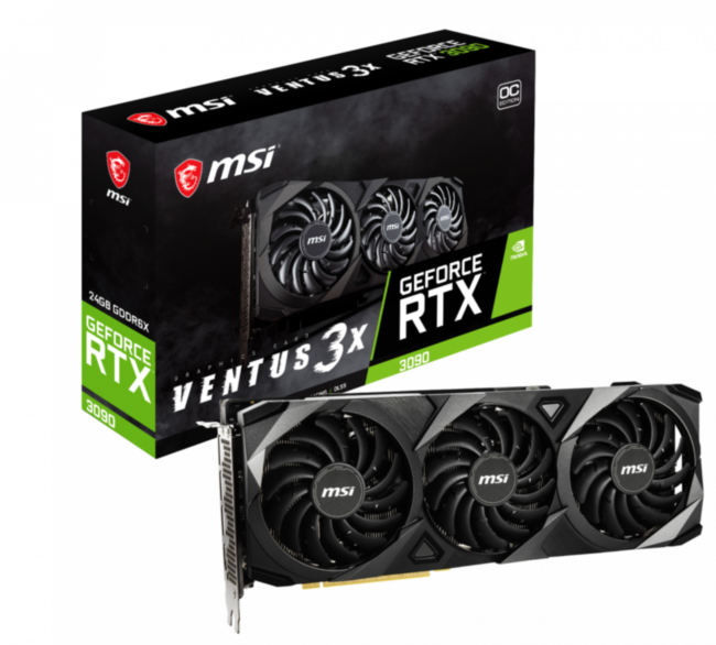 Видеокарта MSI GeForce RTX 3090 VENTUS 3X 24G OC Видеокарта MSI GeForce RTX 3090 VENTUS 3X 24G OC