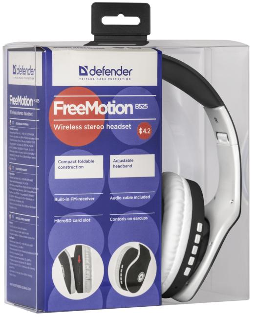 Defender Беспроводная гарнитура FreeMotion B525 черный+белый, Bluetooth Defender FreeMotion B525 Defender Беспроводная гарнитура FreeMotion B525 черный+белый, Bluetooth Defender FreeMotion B525