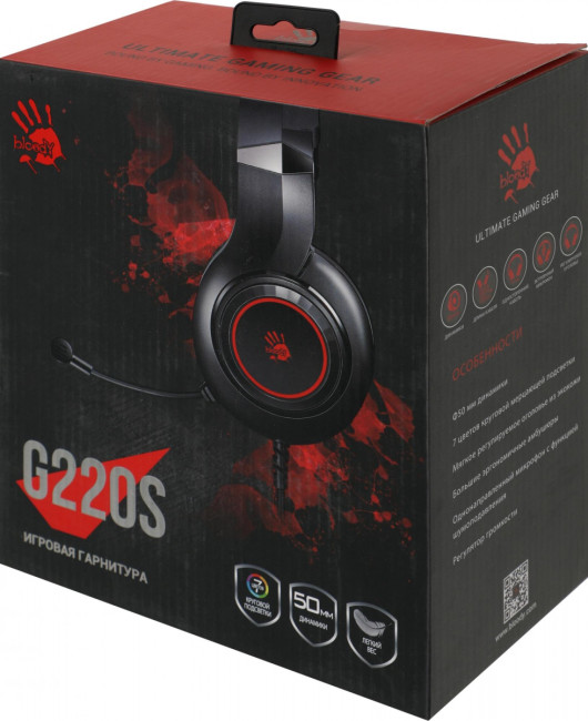 Наушники с микрофоном A4Tech G220S USB/ BLACK Наушники с микрофоном A4Tech G220S USB/ BLACK