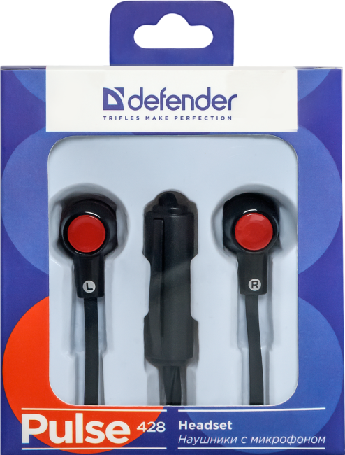Defender Гарнитура для смартфонов Pulse 428 черный, вставки Defender Pulse 428 Defender Гарнитура для смартфонов Pulse 428 черный, вставки Defender Pulse 428