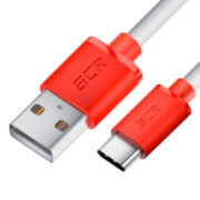 GCR Кабель 0.5m TypeC, белый, красные коннекторы, быстрая зарядка, 28/24 AWG, GCR-53235 Greenconnect USB 2.0 Type-AM - USB 2.0 Type-C (m) 0.5 м