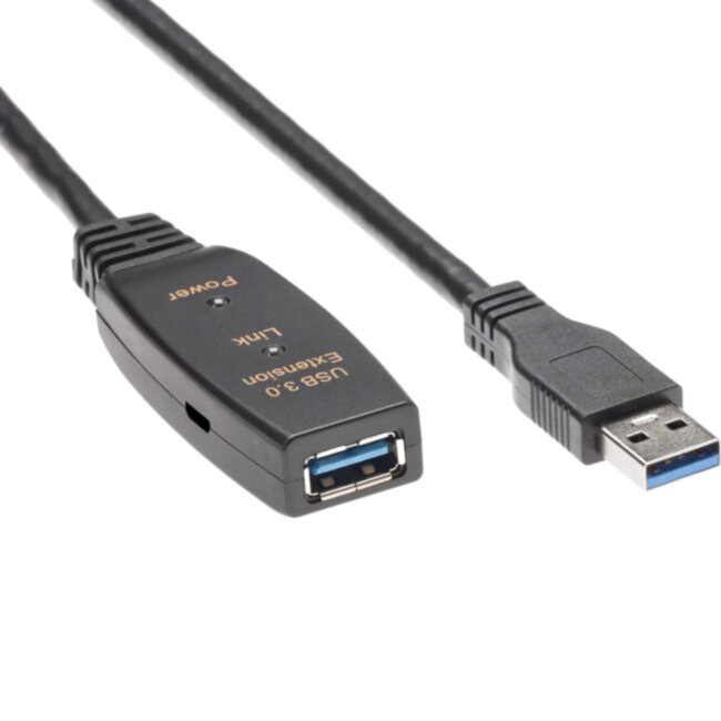 Кабель-адаптер USB3.0-repeater, удлинительный активный <Am-->Af> 15м Aopen/qust<ACU827A-15M> VCOM ACU827A-15M