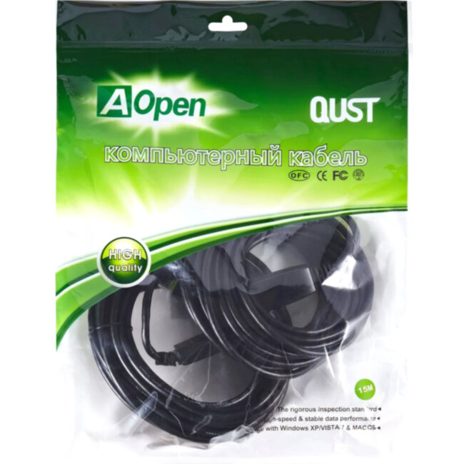 Кабель-адаптер USB3.0-repeater, удлинительный активный <Am-->Af> 15м Aopen/qust<ACU827A-15M> VCOM ACU827A-15M