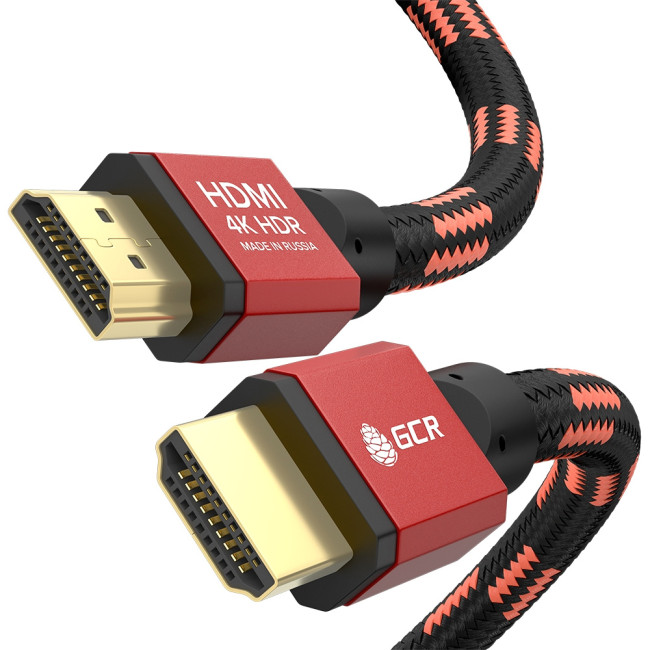 GCR Кабель PROF 2.0m HDMI 2.0, BICOLOR ECO Soft капрон, AL корпус красный, HDR 4:2:2, Ultra HD, 4K 60 fps 60Hz/5K*30Hz, 3D, AUDIO, 18.0 Гбит/с, 28AWG, GCR-54508 Greenconnect GCR-54508