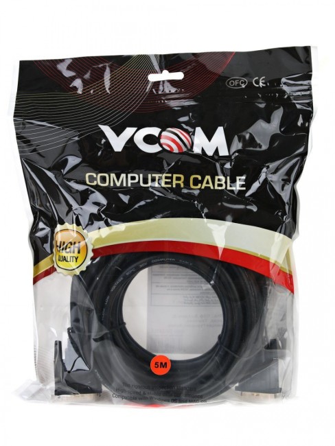Кабель DVI-DVI Dual Link (25M-25M), 5m, 2 фильтра VCOM <VDV6300-5M> VCOM DVI-D (m) - DVI-D (m) 5м