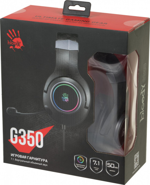 Наушники с микрофоном A4Tech G350 USB/ BLACK Наушники с микрофоном A4Tech G350 USB/ BLACK