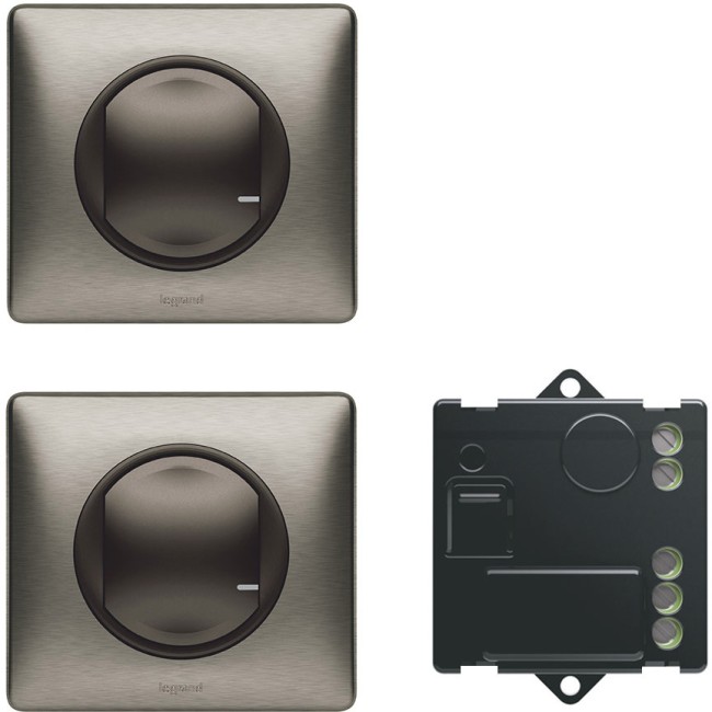 CLN ГРФ Пакет упр.осв.2х м. Набор умных беспроводных выключателей Legrand серия Celiane with NETATMO, Цвет Графит. Готовое решение для управления освещением. Состоит: Микромодуль реле 300 Вт 240В + два умных беспроводных 1-клавишных выключателя + Рамки Во