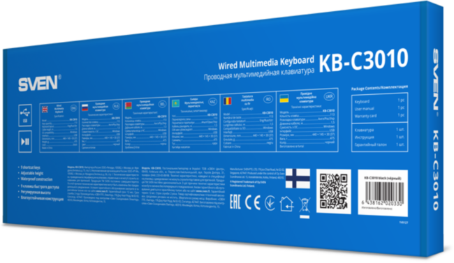 Клавиатура SVEN KB-C3010 (113 кл) Sven KB-C3010 Клавиатура SVEN KB-C3010 (113 кл) Sven KB-C3010