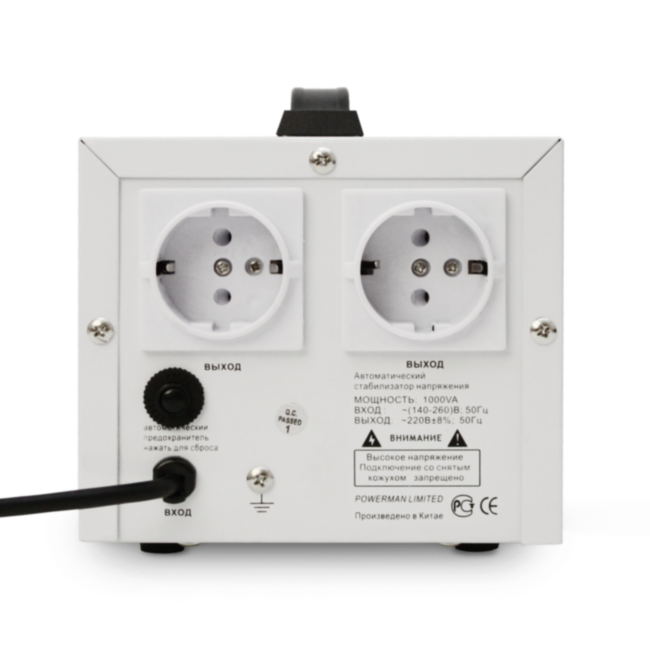 Стабилизатор POWERMAN AVS 1000D, ступенчатый регулятор, цифровые индикаторы уровней напряжения, 1000ВА, 140-260В, максимальный входной ток 7А, 2 евророзетки, IP-20, напольный, 200мм х 150мм х 140мм, 2,3 кг. POWERMAN AVS 1000D Стабилизатор POWERMAN AVS 1000D, ступенчатый регулятор, цифровые индикаторы уровней напряжения, 1000ВА, 140-260В, максимальный входной ток 7А, 2 евророзетки, IP-20, напольный, 200мм х 150мм х 140мм, 2,3 кг. POWERMAN AVS 1000D