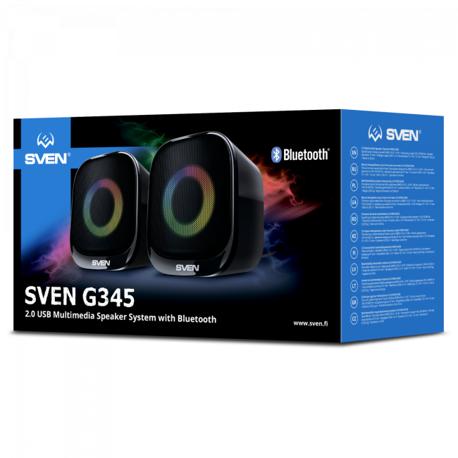 АС SVEN G345, черный, акустическая система 2.0 (10 Вт, RGB, питание USB, Bluetooth) SVEN G345 АС SVEN G345, черный, акустическая система 2.0 (10 Вт, RGB, питание USB, Bluetooth) SVEN G345