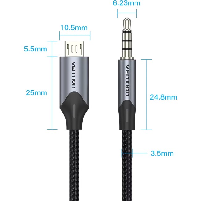 Кабель Vention USB Micro B M/Jack 3,5 mm M - 1 м Vention BDGBF Кабель Vention USB Micro B M/Jack 3,5 mm M - 1 м Vention BDGBF