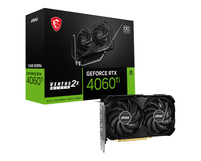 Видеокарта MSI GeForce RTX 4060 Ti VENTUS 2X BLACK 16G Видеокарта MSI GeForce RTX 4060 Ti VENTUS 2X BLACK 16G