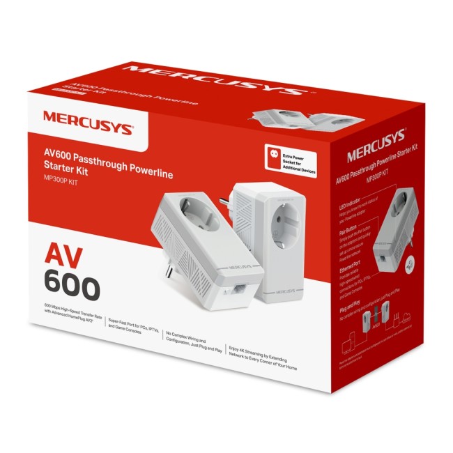 AV600 Комплект адаптеров Powerline с розеткой Mercusys Technologies CO MP300P KIT AV600 Комплект адаптеров Powerline с розеткой Mercusys Technologies CO MP300P KIT