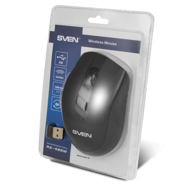 Беспроводная мышь SVEN RX-425W, чёрная SVEN RX-425W SV-014483