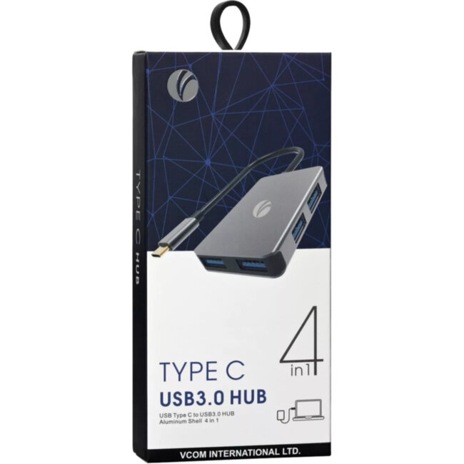 Кабель-концентратор USB 3.1 Type-Cm --> 4 port USB3.0(f) Aluminum Shell VCOM <DH310B> VCOM DH310B Кабель-концентратор USB 3.1 Type-Cm --> 4 port USB3.0(f) Aluminum Shell VCOM <DH310B> VCOM DH310B