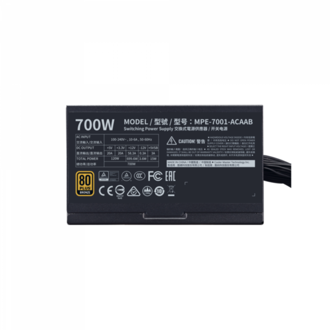 Блок питания 700 Ватт Cooler Master MWE 700 Bronze V2 Блок питания 700 Ватт Cooler Master MWE 700 Bronze V2