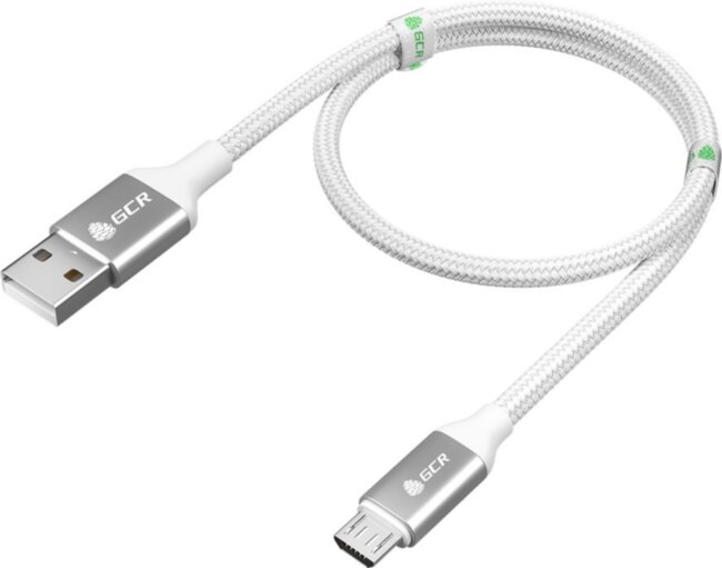 GCR QC Кабель 1.0m MicroUSB, быстрая зарядка, белый нейлон, AL корпус серебро, белый ПВХ, 28/24 AWG, GCR-52468 Кабель Greenconnect 1 м (GCR-52468) GCR QC Кабель 1.0m MicroUSB, быстрая зарядка, белый нейлон, AL корпус серебро, белый ПВХ, 28/24 AWG, GCR-52468 Кабель Greenconnect 1 м (GCR-52468)