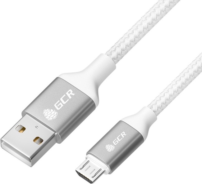 GCR QC Кабель 1.0m MicroUSB, быстрая зарядка, белый нейлон, AL корпус серебро, белый ПВХ, 28/24 AWG, GCR-52468 Кабель Greenconnect 1 м (GCR-52468) GCR QC Кабель 1.0m MicroUSB, быстрая зарядка, белый нейлон, AL корпус серебро, белый ПВХ, 28/24 AWG, GCR-52468 Кабель Greenconnect 1 м (GCR-52468)