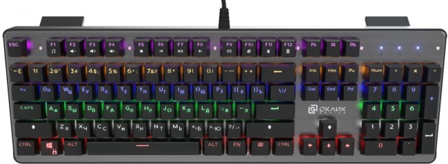 Клавиатура Oklick 970G Dark Knight механическая черный/серебристый USB for gamer LED Oklick 499578 Клавиатура Oklick 970G Dark Knight механическая черный/серебристый USB for gamer LED Oklick 499578
