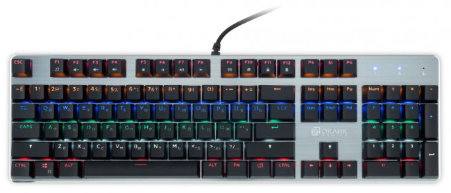 Клавиатура Oklick 970G Dark Knight механическая черный/серебристый USB for gamer LED Oklick 499578 Клавиатура Oklick 970G Dark Knight механическая черный/серебристый USB for gamer LED Oklick 499578