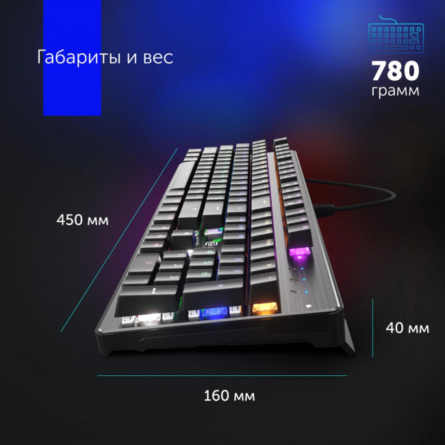 Клавиатура Oklick 970G Dark Knight механическая черный/серебристый USB for gamer LED Oklick 499578 Клавиатура Oklick 970G Dark Knight механическая черный/серебристый USB for gamer LED Oklick 499578
