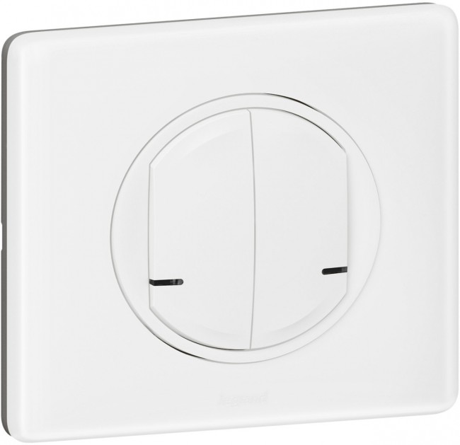 CLN БЕЛ Выкл 2к б/п Умный беспроводной выключатель Legrand серия Celiane with NETATMO, Цвет Белый. Выключатель 2-клавишный, Управление со смартфона, Zigbee 2,4 ГГц. Рамка в комплекте.