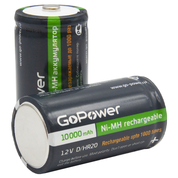 Аккумулятор бытовой GoPower HR20 D BL2 NI-MH 10000mAh (2/12/96) блистер (2 шт.) Аккумулятор бытовой GoPower HR20 D (00-00018323)