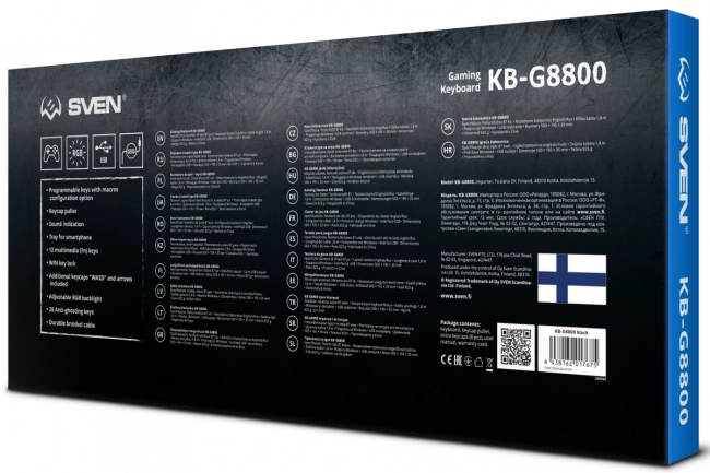 Игровая клавиатура SVEN KB-G8800 (109 кл, макросы, RGB-подсветка, звук. индикация, USB-порт) Sven  KB-G8800
