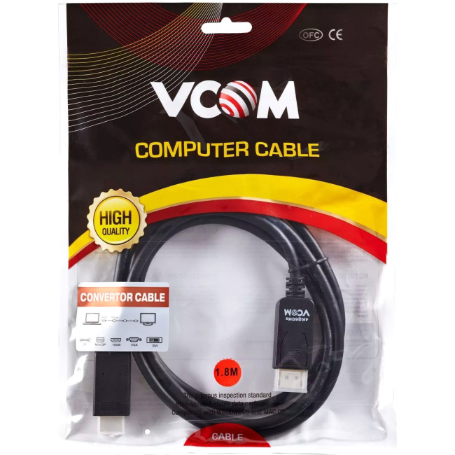 Кабель-переходник DisplayPort M-> HDMI M 4K@60Hz 1.8m VCOM (CG609-1.8M) VCOM CG609-1.8M Кабель-переходник DisplayPort M-> HDMI M 4K@60Hz 1.8m VCOM (CG609-1.8M) VCOM CG609-1.8M
