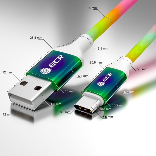 GCR Кабель 1.2m TypeC, для Samsung, ОS Android, быстрая зарядка, GRADIENT, 28/24 AWG, GCR-53075 Greenconnect USB 2.0 Type-AM - USB 2.0 Type-C (m) 1.2м