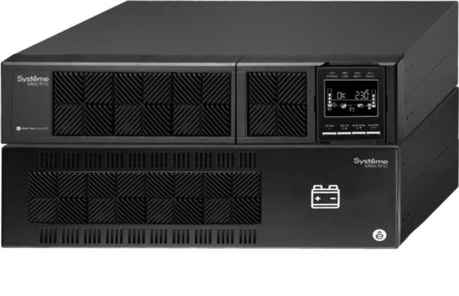 ИБП Systeme Electric Smart-Save Online SRT 8000 ВА, конвертируемый форм-фактор 5U, 230 В, 1:1, клеммный вход/выход, SmartSlot, LCD, USB HID, SNMP карта, параллельное резервирование, версия с возможностью увеличения времени автономии, 2 кор. SYSTEME ELECTR