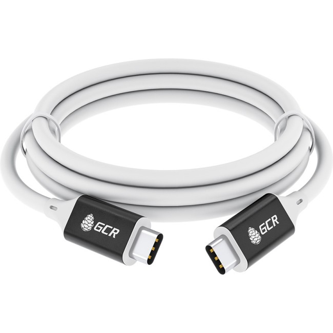 GCR Кабель USB 3.1 Type C-С, 2.0m белый, 100W/20V/5A, M/M, TPE, AL сase черный, белый ПВХ, экран, армированный Кабель Greenconnect 2 м (GCR-50867)