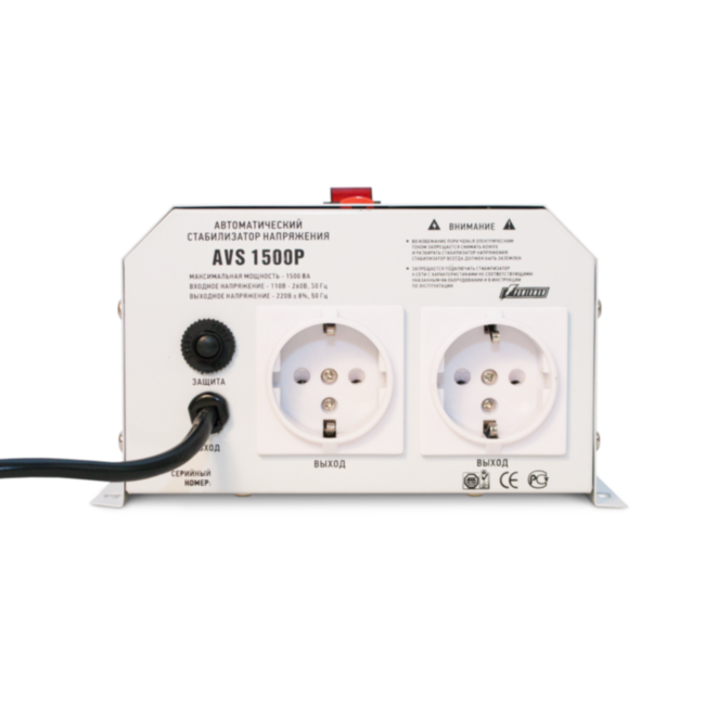 Стабилизатор POWERMAN AVS 1500P, ступенчатый регулятор, цифровые индикаторы уровней напряжения, 1500ВА, 110-260В, максимальный входной ток 12А, 2 евророзетки, IP-20, навесной, 215мм х 270мм х 110мм, 4.3 кг. POWERMAN AVS 1500P Стабилизатор POWERMAN AVS 1500P, ступенчатый регулятор, цифровые индикаторы уровней напряжения, 1500ВА, 110-260В, максимальный входной ток 12А, 2 евророзетки, IP-20, навесной, 215мм х 270мм х 110мм, 4.3 кг. POWERMAN AVS 1500P