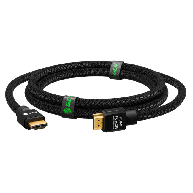 GCR Кабель 3.0m HDMI версия 2.0, HDR 4:2:2, Ultra HD, 4K 60 fps 60Hz/5K*30Hz, 3D, AUDIO, 18.0 Гбит/с, 28/28 AWG, OD7.8mm, тройной экран, черный нейлон, AL корпус черный, GCR-52190 Greenconnect HDMI (m) - HDMI (m) 3м