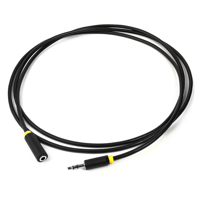 GCR Удлинитель аудио 1.5m jack 3,5mm/jack 3,5mm черный, желтая окантовка, ультрагибкий, 28AWG, M/F, Premium GCR-STM1114-1.5m, экран, стерео Greenconnect   jack 3,5mm - jack 3,5mm 1.5м