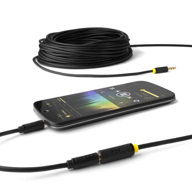 GCR Удлинитель аудио 1.5m jack 3,5mm/jack 3,5mm черный, желтая окантовка, ультрагибкий, 28AWG, M/F, Premium GCR-STM1114-1.5m, экран, стерео Greenconnect   jack 3,5mm - jack 3,5mm 1.5м