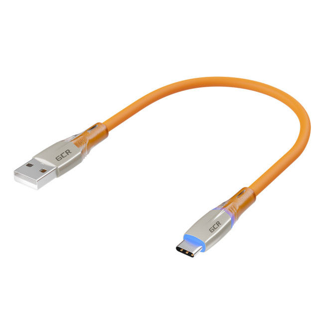 GCR QC Кабель 0.5m TypeC LED, быстрая зарядка, оранжевый TPE, 28/22 AWG, GCR-52520 Greenconnect USB 2.0 Type-AM - USB 2.0 Type-C (m) 0.5м