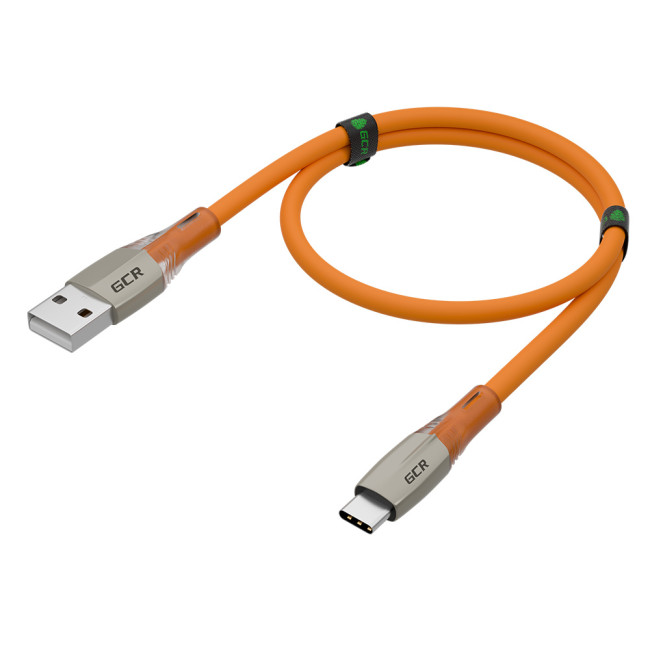 GCR QC Кабель 0.5m TypeC LED, быстрая зарядка, оранжевый TPE, 28/22 AWG, GCR-52520 Greenconnect USB 2.0 Type-AM - USB 2.0 Type-C (m) 0.5м