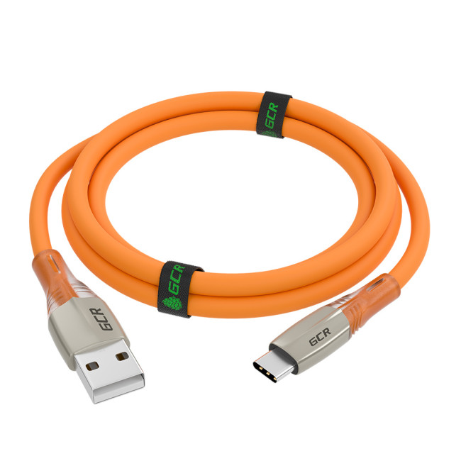 GCR QC Кабель 0.5m TypeC LED, быстрая зарядка, оранжевый TPE, 28/22 AWG, GCR-52520 Greenconnect USB 2.0 Type-AM - USB 2.0 Type-C (m) 0.5м