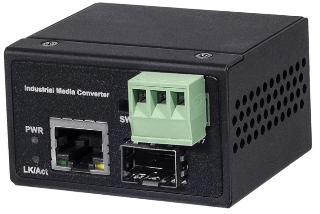 Промышленный компактный Ultra PoE медиаконвертер Gigabit Ethernet NST NS-MC-1G1GX-P/IS