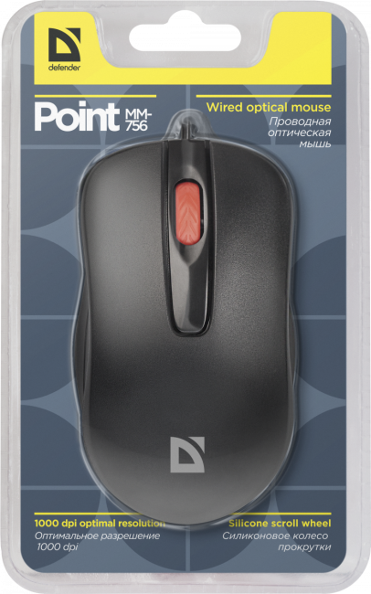 Defender Проводная оптическая мышь Point MM-756 черный,3 кнопки,1000 dpi Defender Point MM-756