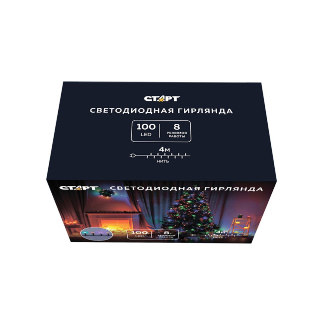 Гирлянда Гирлянда 100LED 220V, 8 режимов, 4 м, нить, разноцветная Гирлянда Гирлянда 100LED 220V, 8 режимов, 4 м, нить, разноцветная