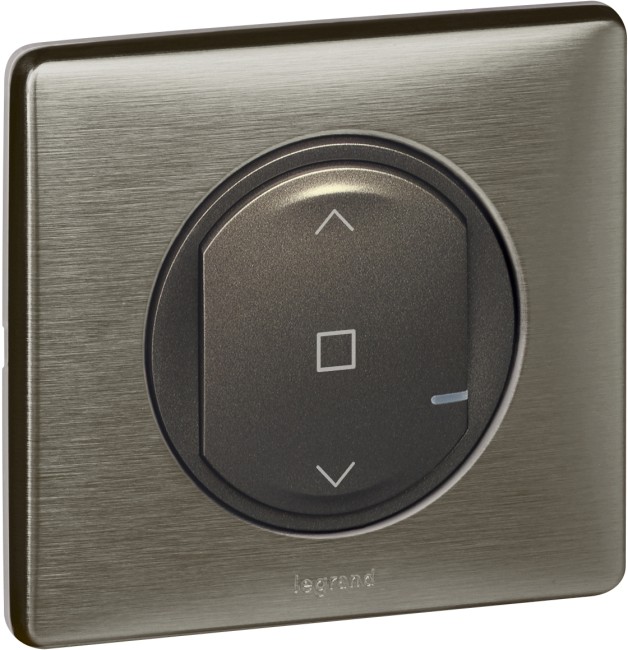 CLN ГРФ Выкл рольст. б/п Умный беспроводной выключатель рольставней. Цвет Графит. Рамка Вольфрам.