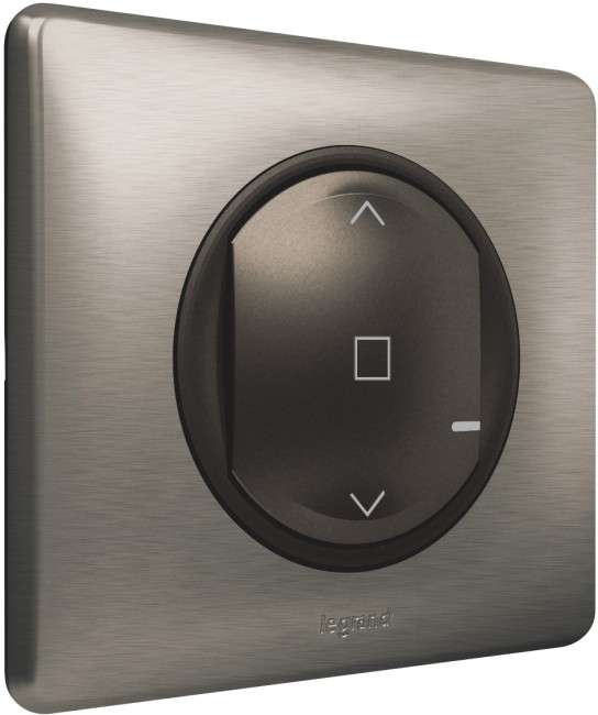 CLN ГРФ Выкл рольст. б/п Умный беспроводной выключатель рольставней. Цвет Графит. Рамка Вольфрам.