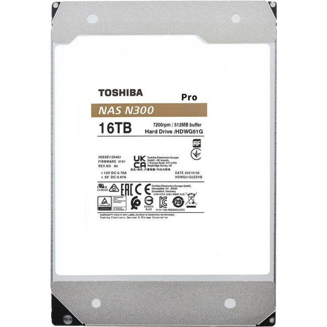 Жесткий диск Toshiba N300 Pro NAS 16Tb (HDWG51GXZSTB) Жесткий диск Toshiba N300 Pro NAS 16Tb (HDWG51GXZSTB)