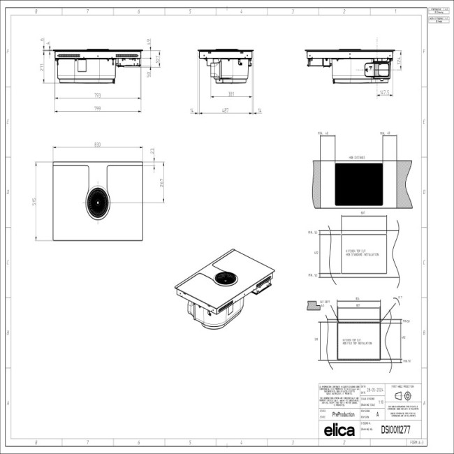 Варочная панель с вытяжкой ELICA Встраиваемая варочная панель ELICA NIKOLATESLA HP EVO BL/A/83-PRF0196322