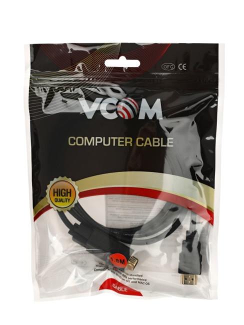 Кабель-переходник HDMI --> VGA_M/M 1,8м VCOM <CG596-1.8M> VCOM HDMI (m) to VGA (m)
